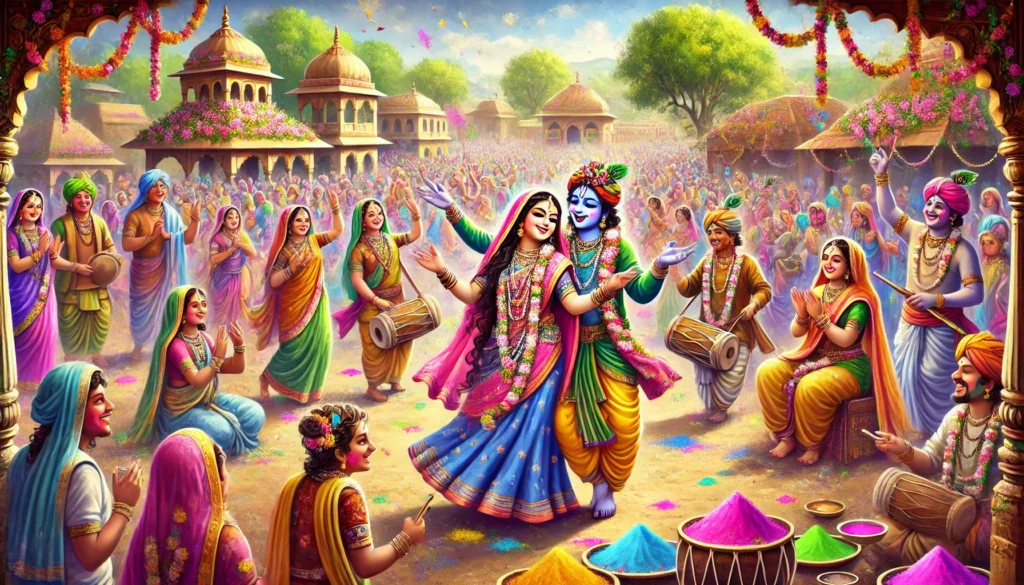 Holi festival celebration in an Indian village