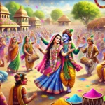 Holi festival celebration in an Indian village